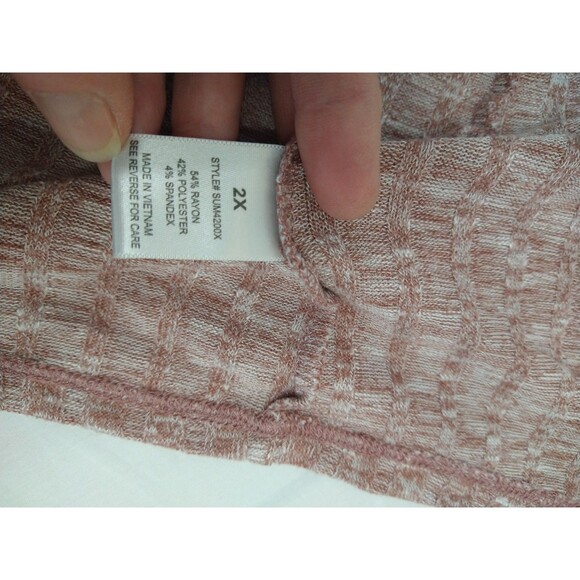 Urban Girl Cardigan Sweater 2X Open Front Chore Pockets Long Sleeves Pink Red - Picture 6 of 9